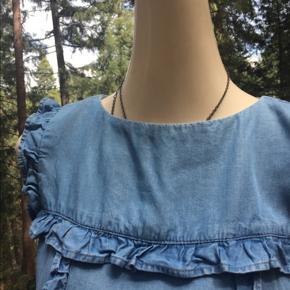 Zara Dresses Zara Woman Premium Collection Ruffle Trim Tensel Denim